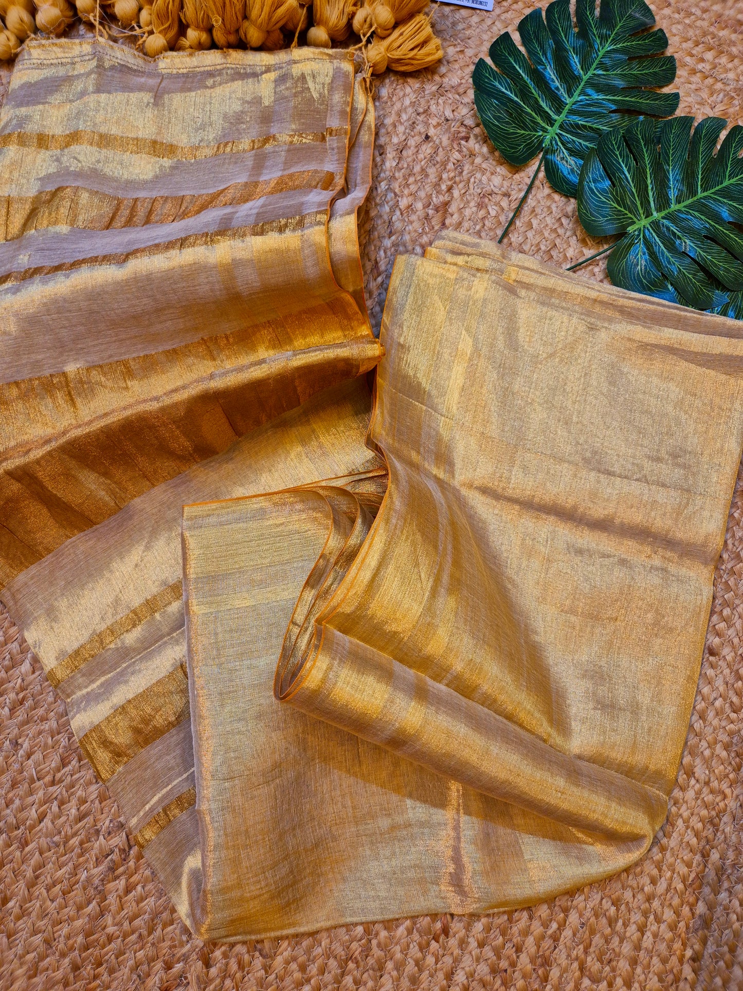 Megha | Golden Beige Grace Tissue Saree