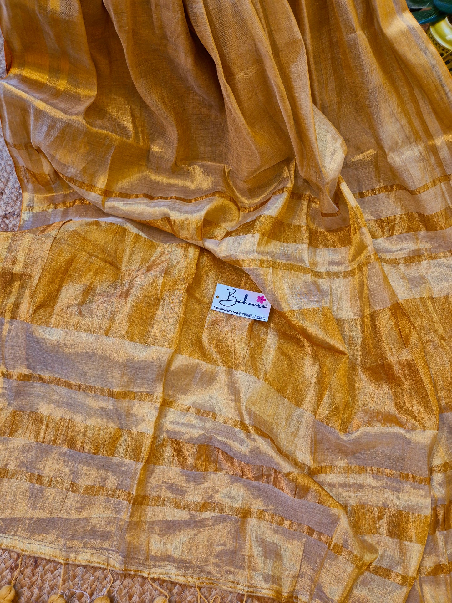 Megha | Golden Beige Grace Tissue Saree