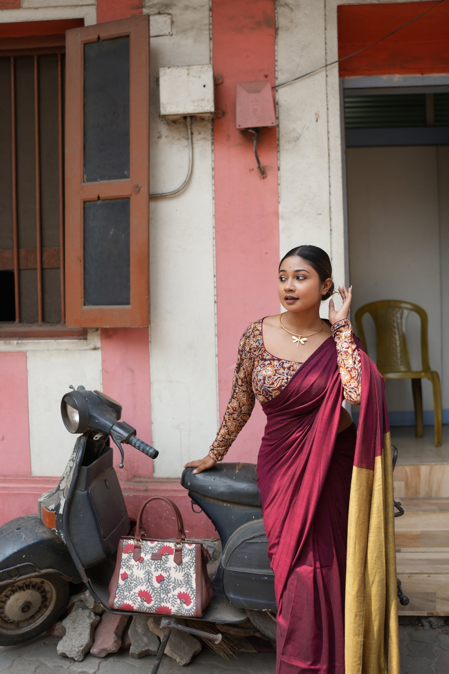 Cotton Galleria | Burnt Maroon Premium Cotton Saree