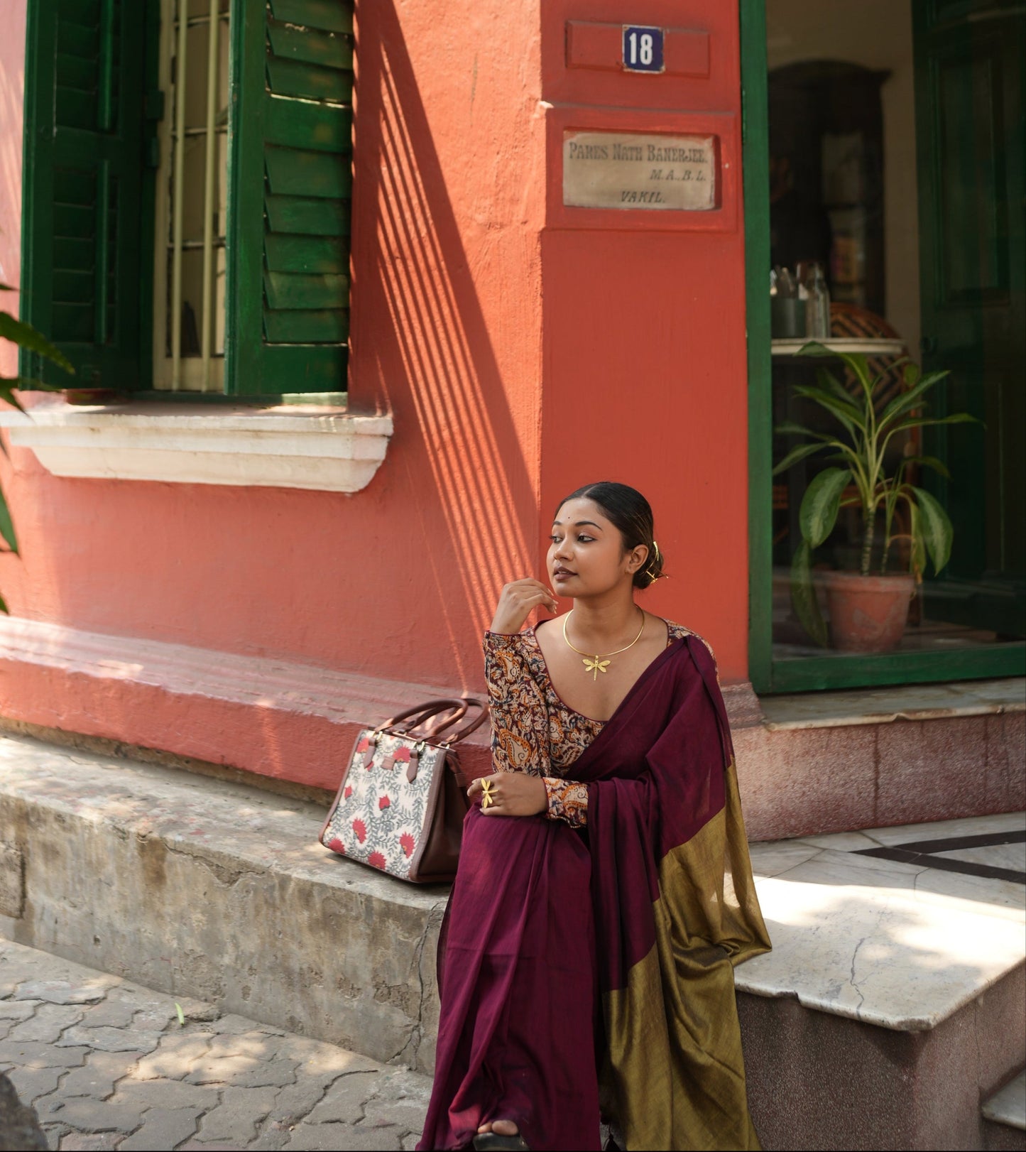 Cotton Galleria | Burnt Maroon Premium Cotton Saree