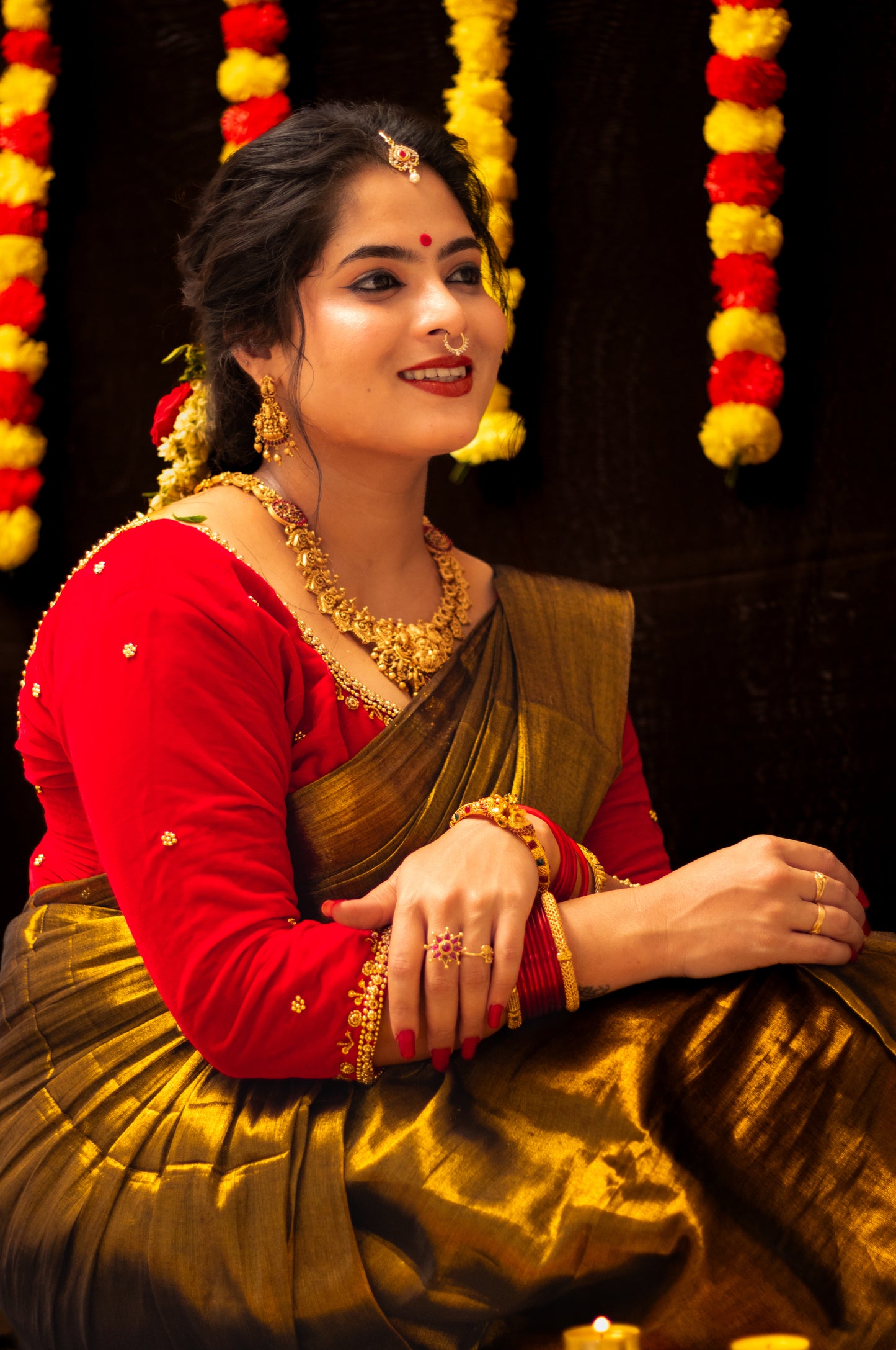 Galaxy | Metallic Gold Tissue Saree