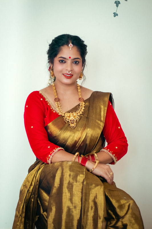 Galaxy | Metallic Gold Tissue Saree