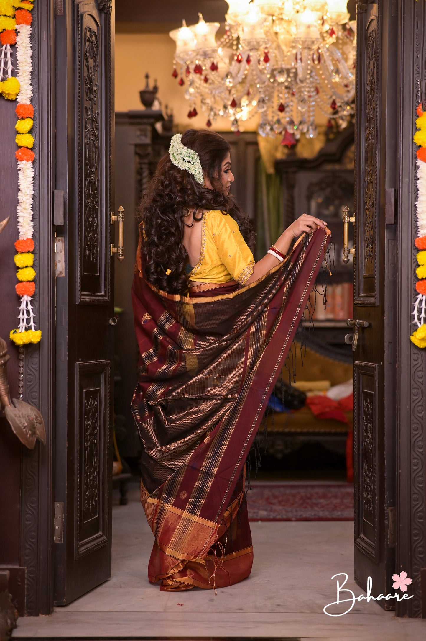 Cotton Galleria | Dark Maroon Premium Jamdani Weave Handwoven Pure Silk by Pure Cotton Saree