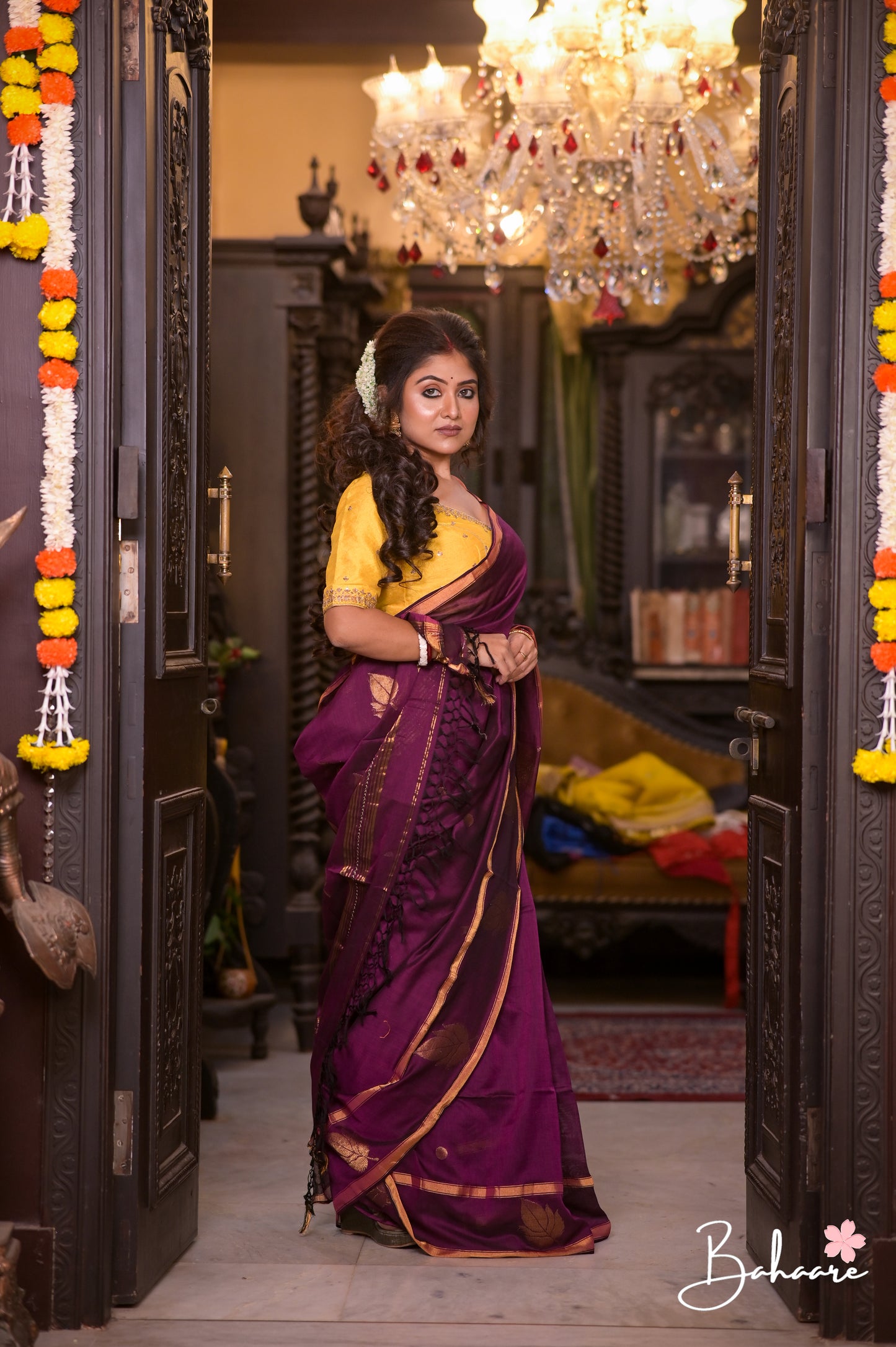Cotton Galleria | Magenta Premium Jamdani Weave Handwoven Pure Silk by Pure Cotton Saree