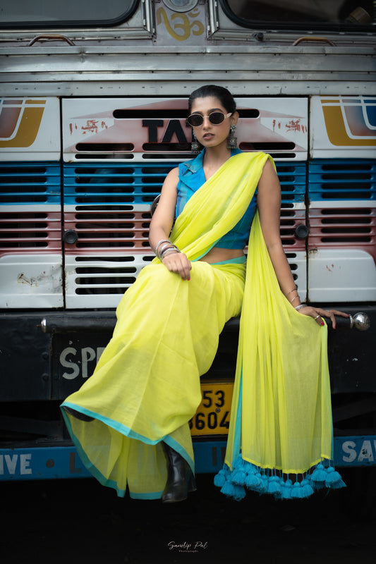 Mohini | Neon Mul Mul Cotton Saree