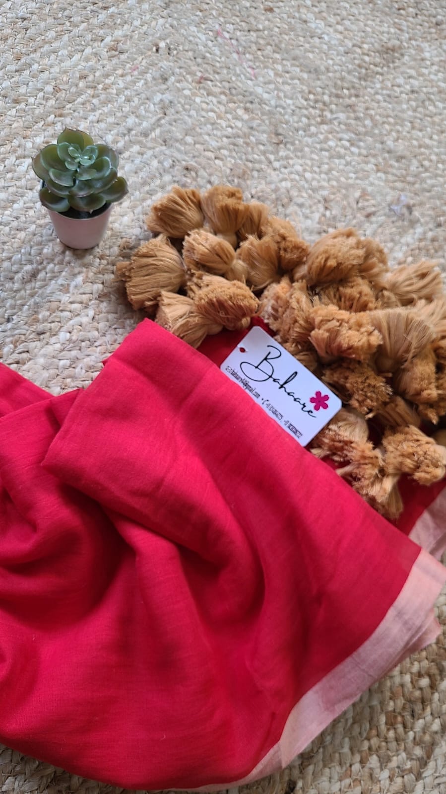 Mohini | Red Mul Mul Cotton Saree
