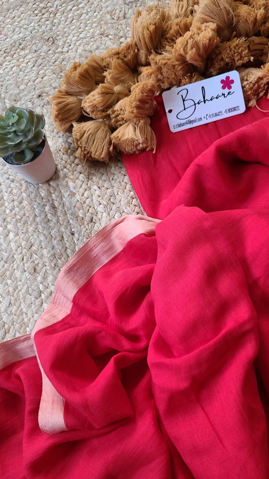 Mohini | Red Mul Mul Cotton Saree