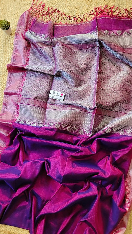 Afreen | Metallic Purple and Silver Kanjivaram Tissue Silk Saree