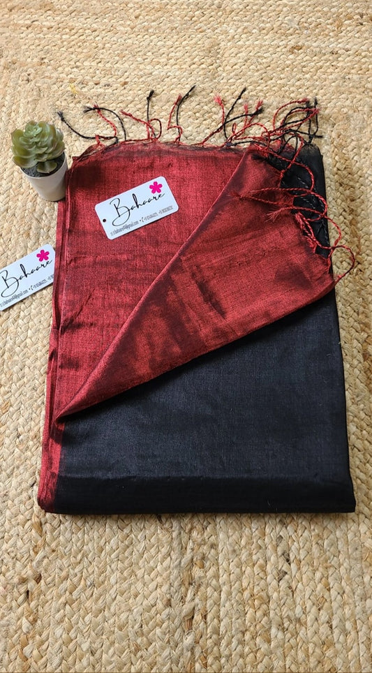 Jashn | Maroon and Black Tissue Saree