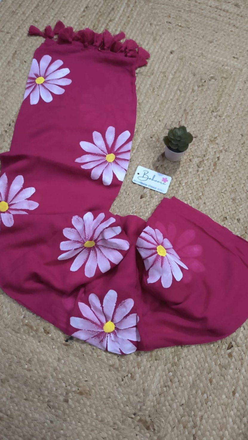 Daisy Dreams | Raspberry Pink Mul Mul Cotton Saree
