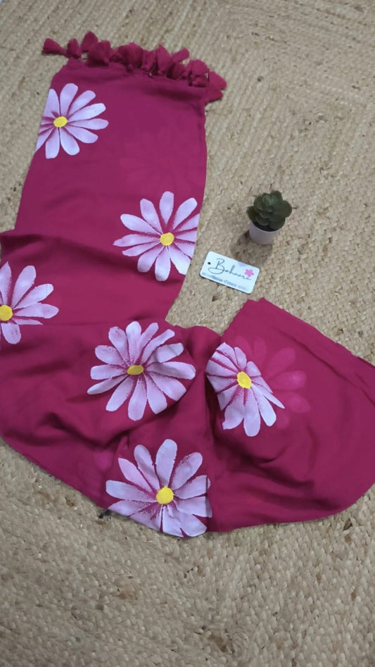 Daisy Dreams | Raspberry Pink Mul Mul Cotton Saree