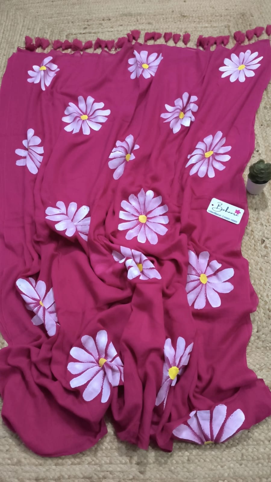 Daisy Dreams | Raspberry Pink Mul Mul Cotton Saree