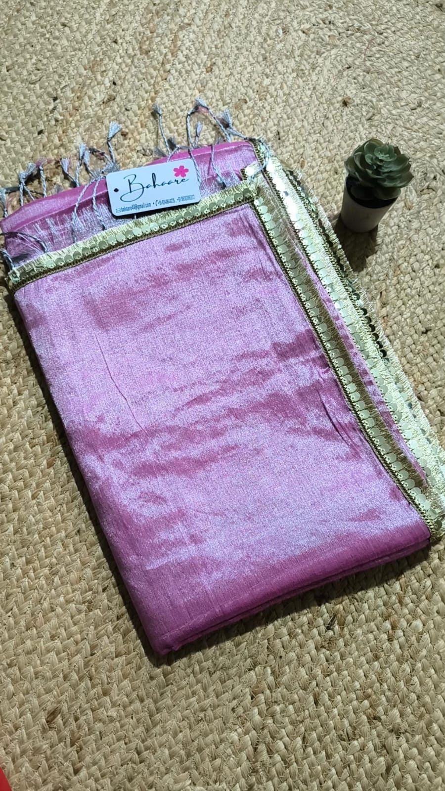 Lace Symphony | Pink Tissue Saree with Silver Zari Lace