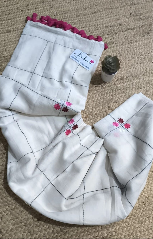 Noor | Off White Mul Mul Cotton Saree