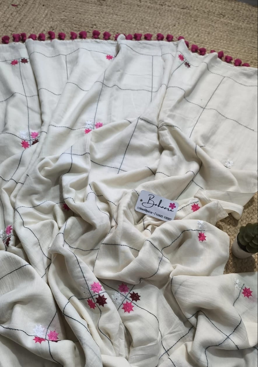 Noor | Off White Mul Mul Cotton Saree