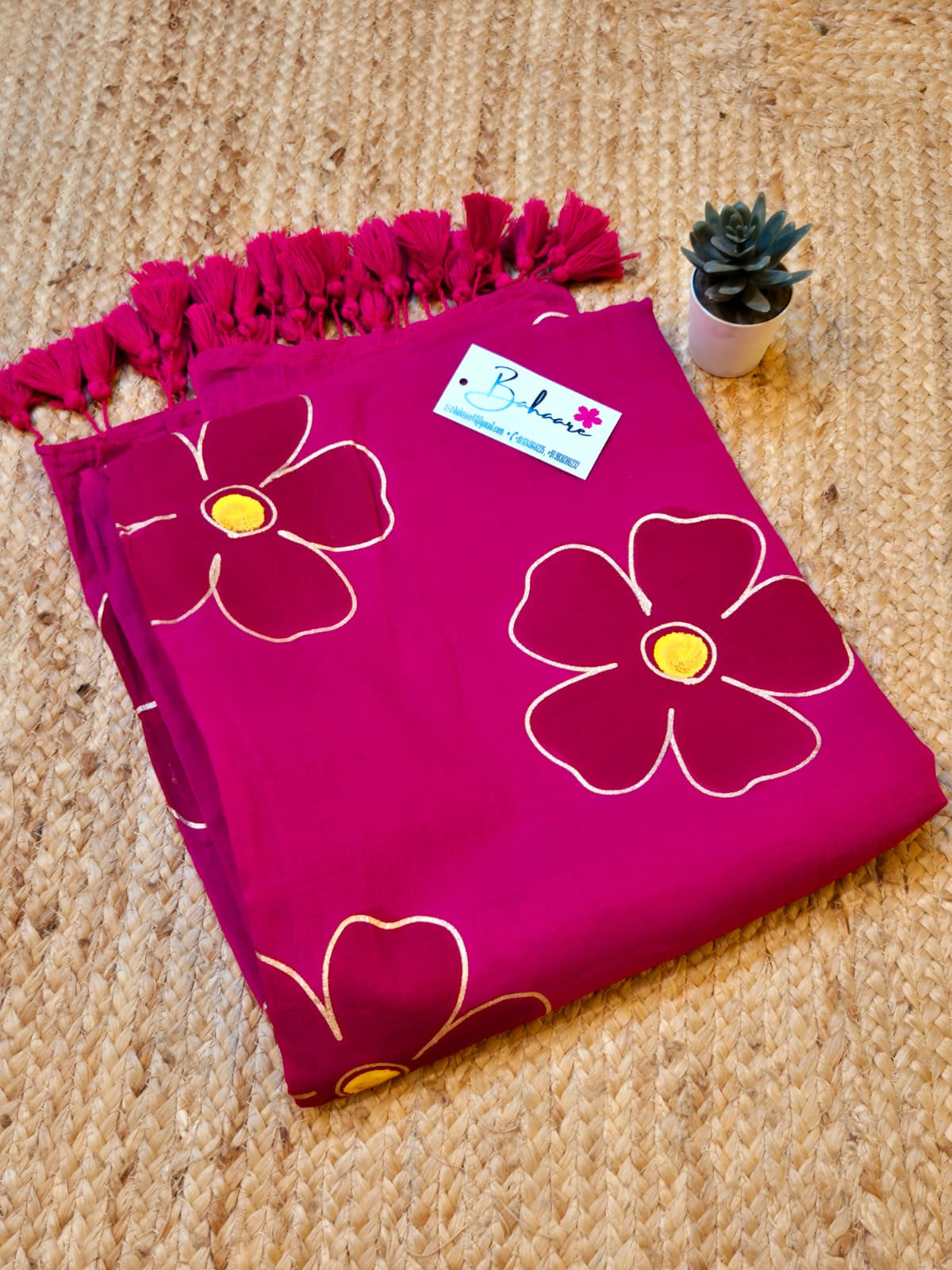 Exotic Zinnia | Magenta Mul Mul Cotton Saree