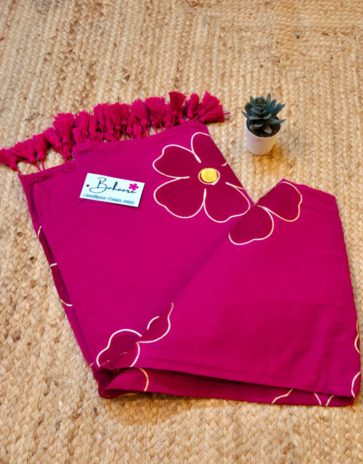 Exotic Zinnia | Magenta Mul Mul Cotton Saree