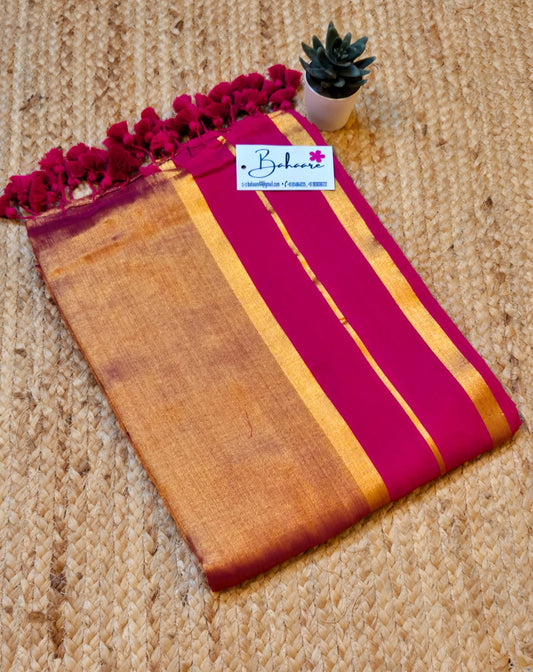 Megha | Magenta Pink Tissue Saree