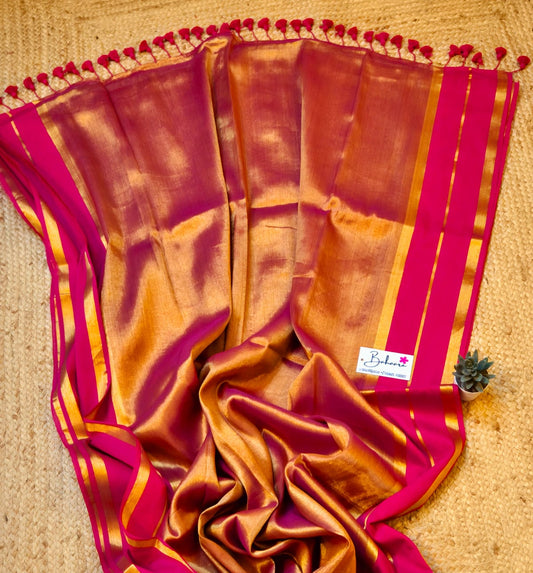 Megha | Magenta Pink Tissue Saree