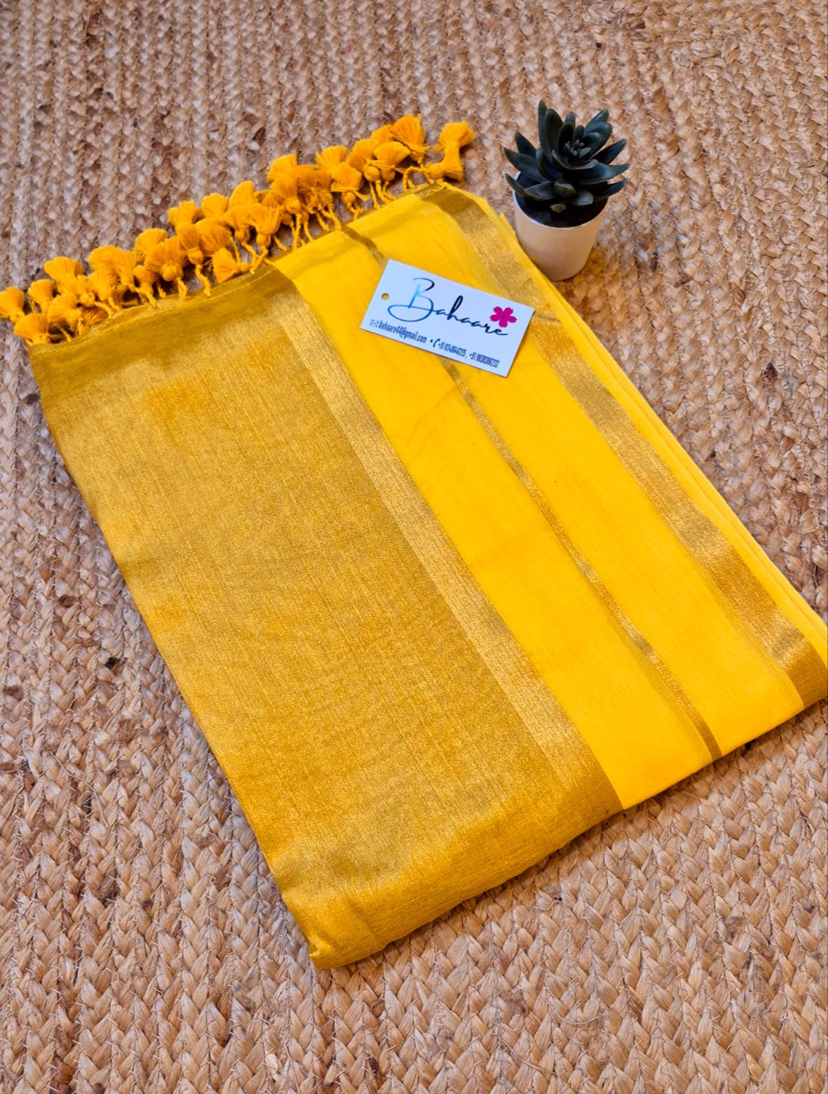 Megha | Sunshine Yellow Tissue Saree