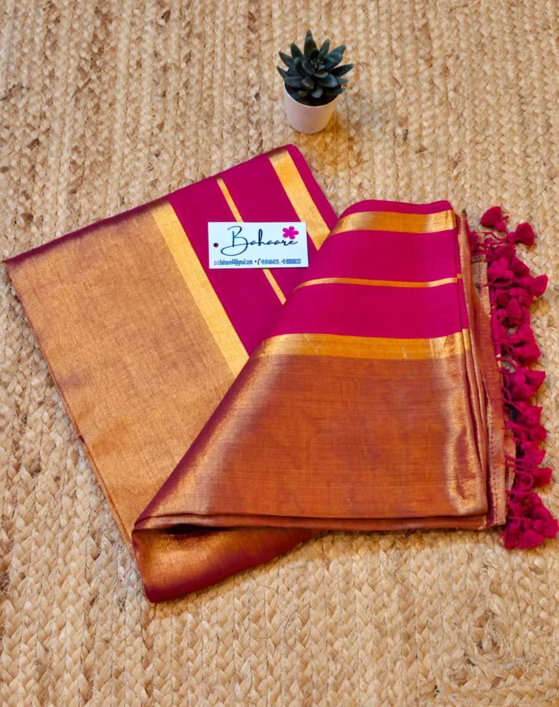 Megha | Magenta Pink Tissue Saree
