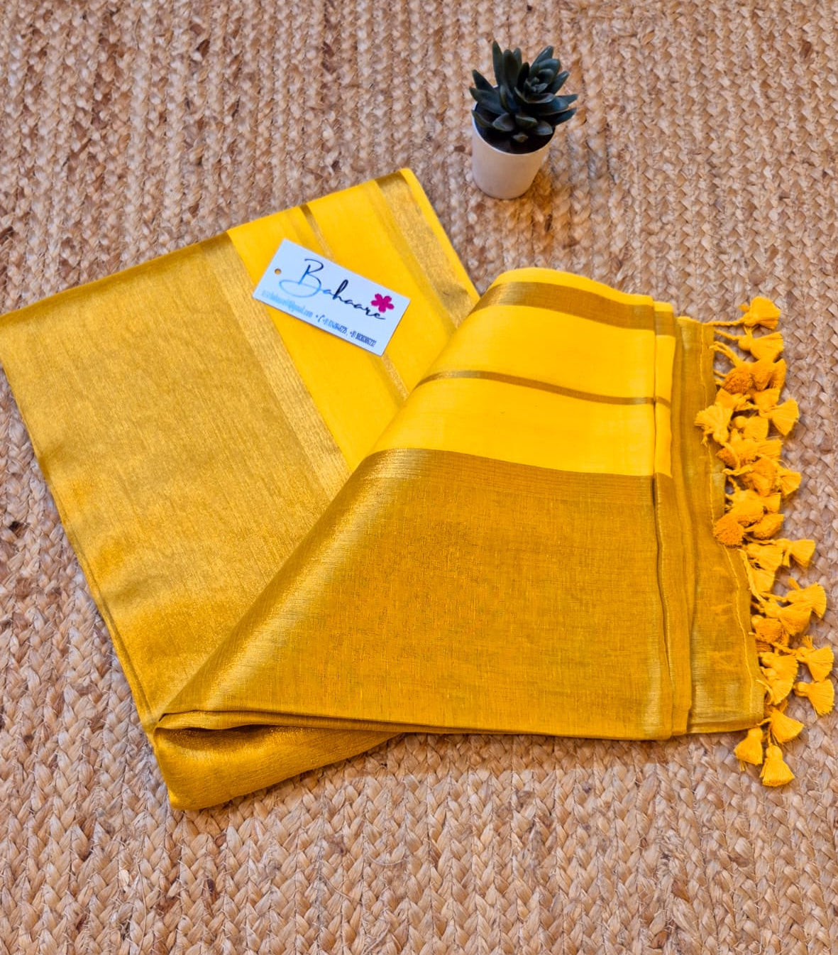 Megha | Sunshine Yellow Tissue Saree