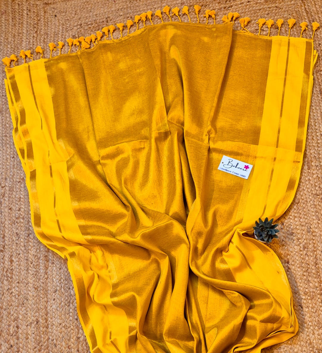 Megha | Sunshine Yellow Tissue Saree