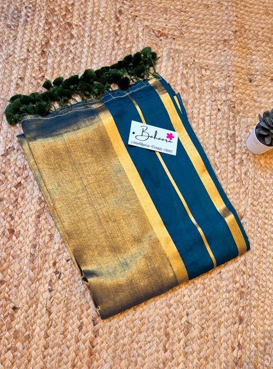 Megha | Pine Green Tissue Saree