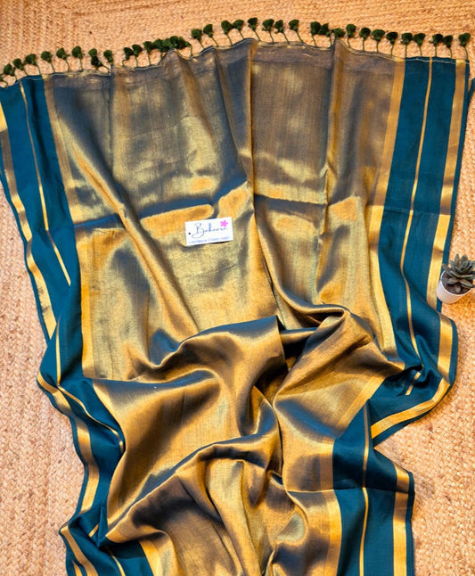Megha | Pine Green Tissue Saree