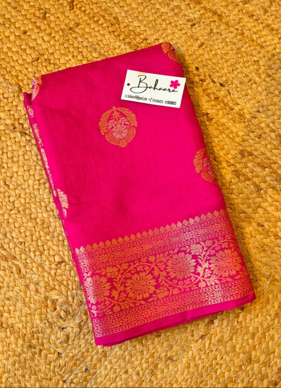 Lace Symphony | Hot Pink Benarasi Katan Silk Saree