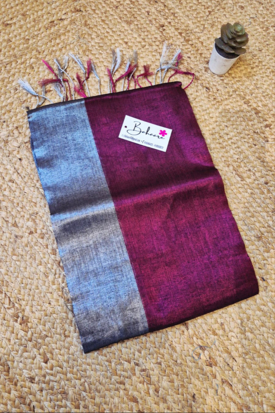 Jashn | Magenta and Silver Tissue Saree
