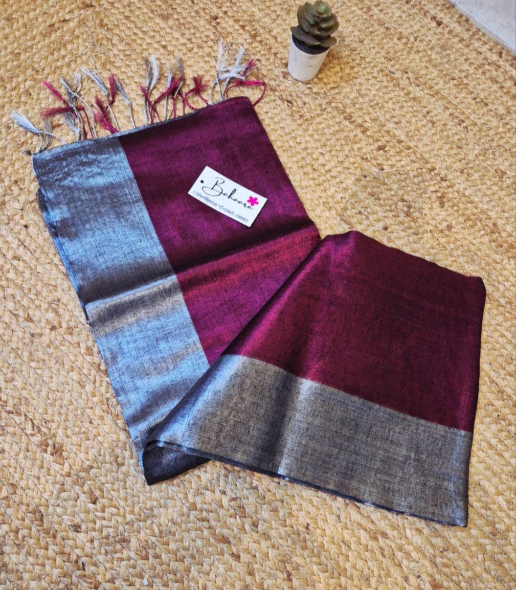 Jashn | Magenta and Silver Tissue Saree