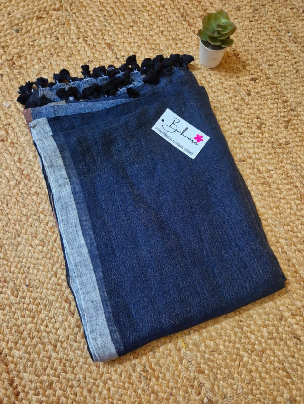 Woodland Whispers | Midnight Blue Jayshree Linen Saree