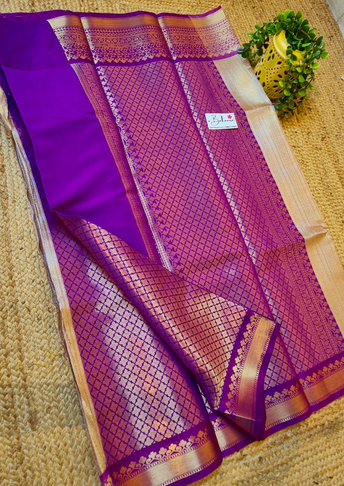 Utsav | Gold with Dark Lavender Kanchi Tissue Silk Saree