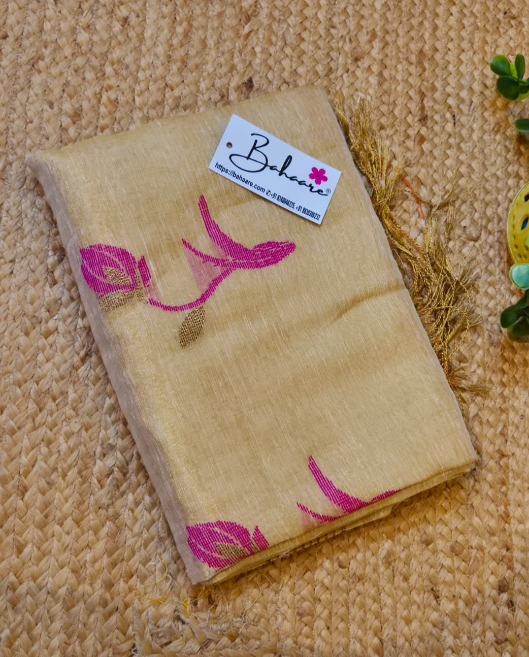 Springtime Serenity | Ivory Ember Tissue Linen Saree