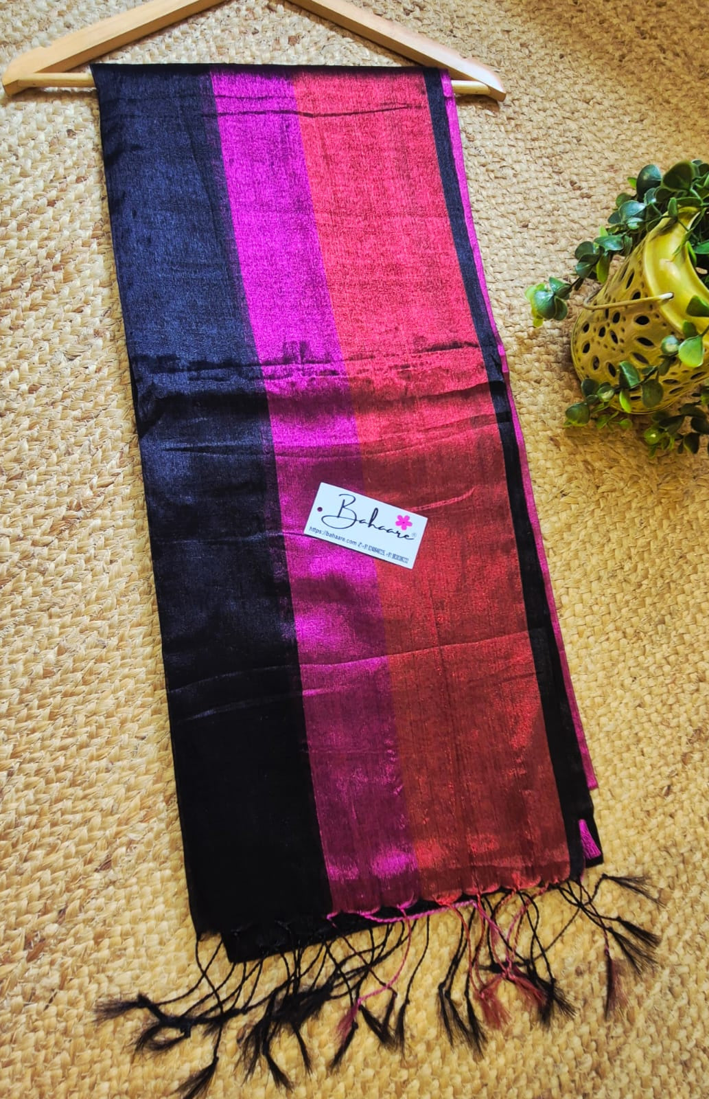 Chandni | Black with Multicoloured Tissue Saree