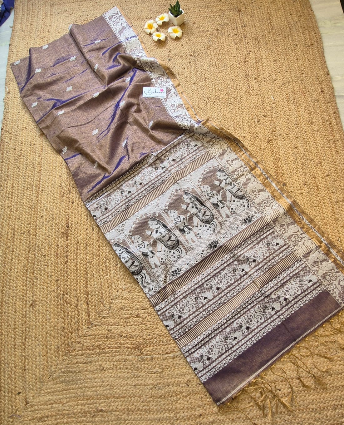 Afreen | Metallic Bronze Baluchori Tissue Silk Saree