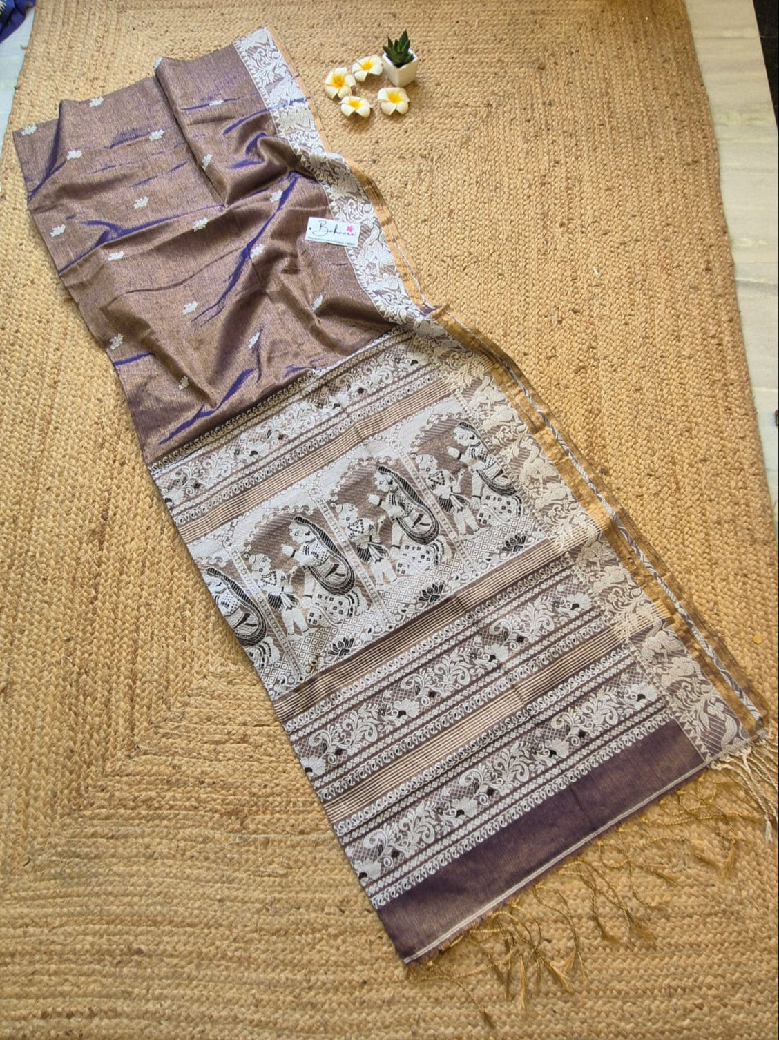 Afreen | Metallic Bronze Baluchori Tissue Silk Saree
