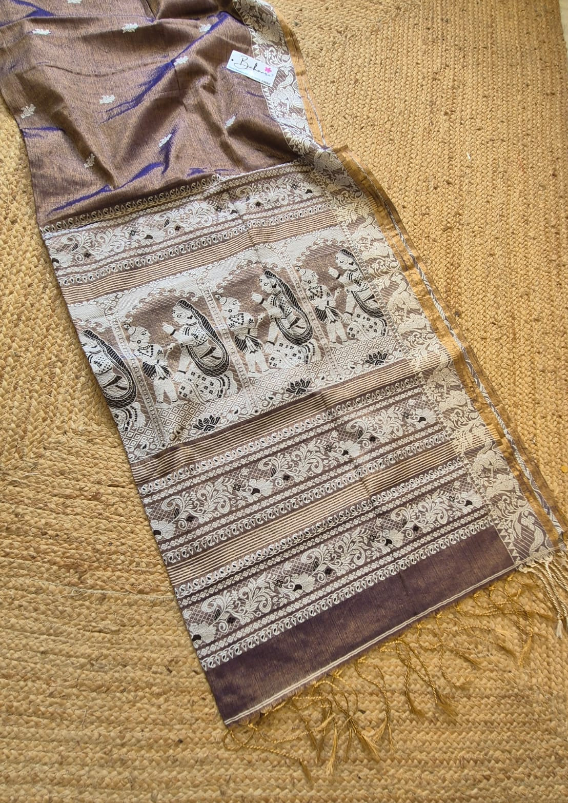 Afreen | Metallic Bronze Baluchori Tissue Silk Saree