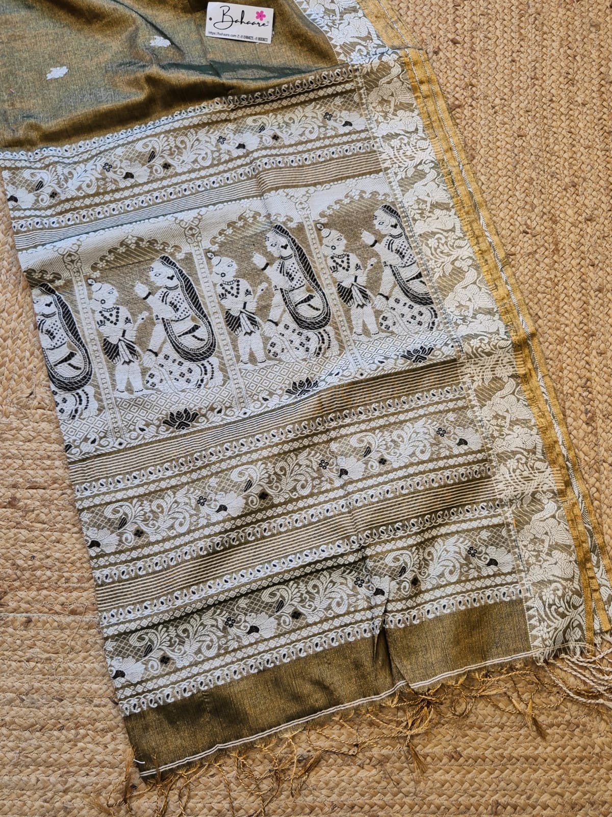 Afreen | Metallic Green Baluchori Tissue Silk Saree
