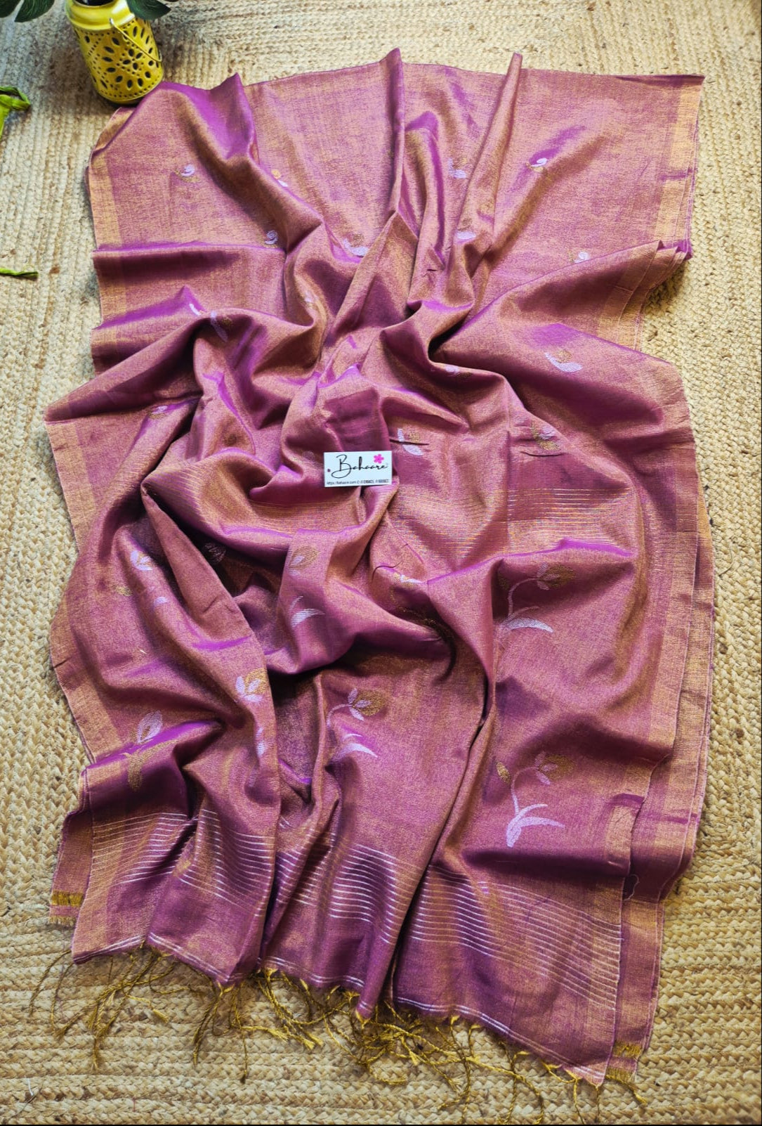 Springtime Serenity | Light Magenta Tissue Linen Saree