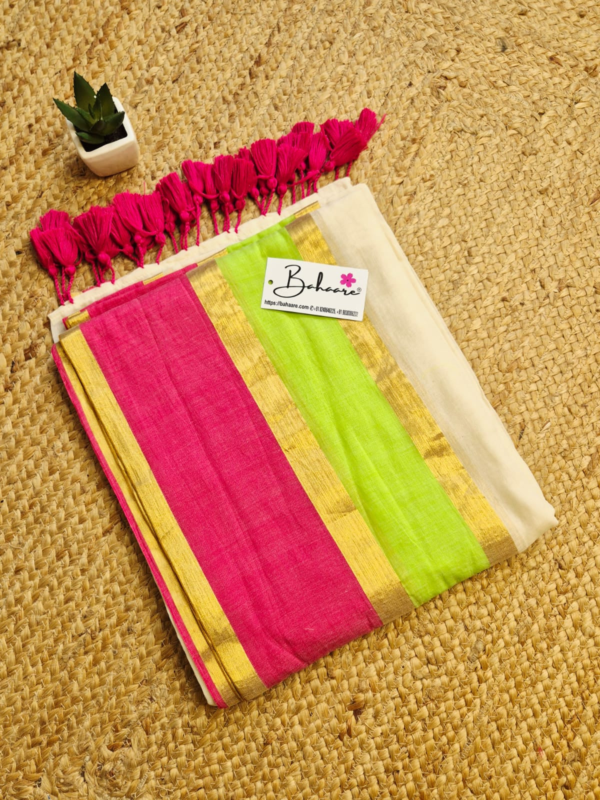 Mohini | Pastel Cream Mul Mul Cotton Saree with Coloured Border