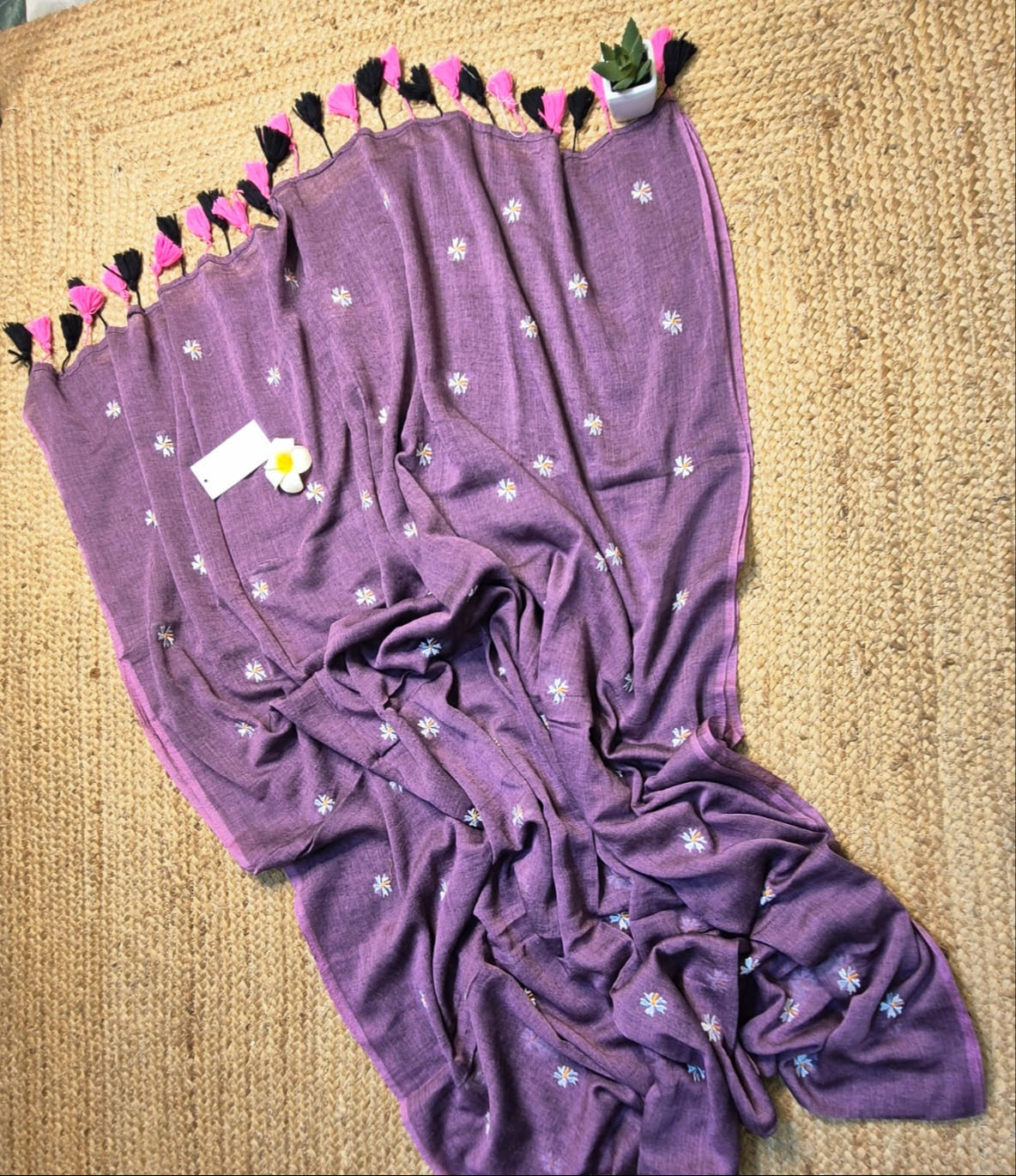 Parijat | Mauve Mul Mul Cotton Saree