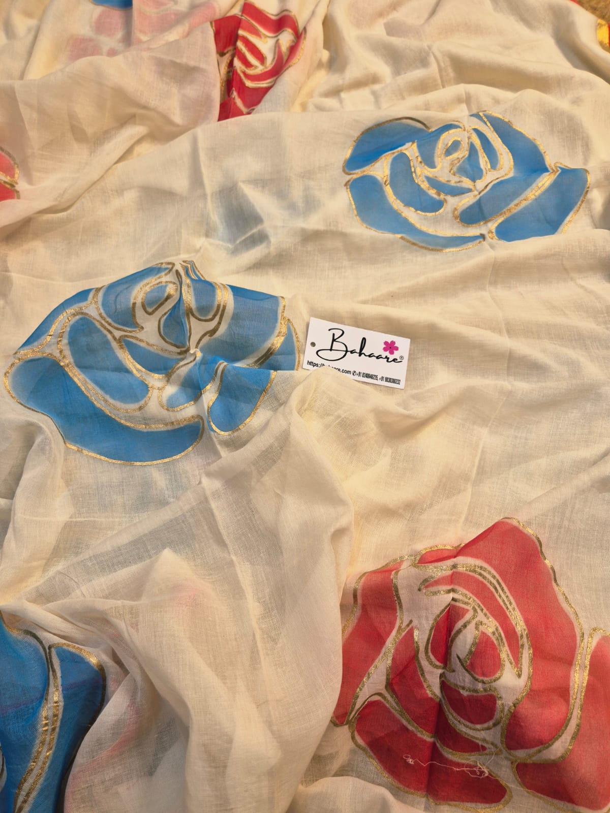 Exotic Rose | Ivory Mul Mul Cotton Saree