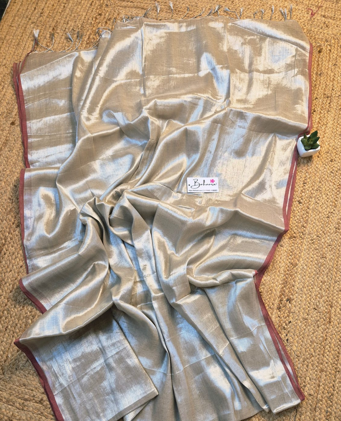 Suhani | Cream White Tissue Saree