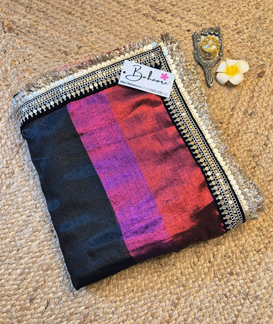 Megha | Black Mirage Tissue Saree with Zari Lace