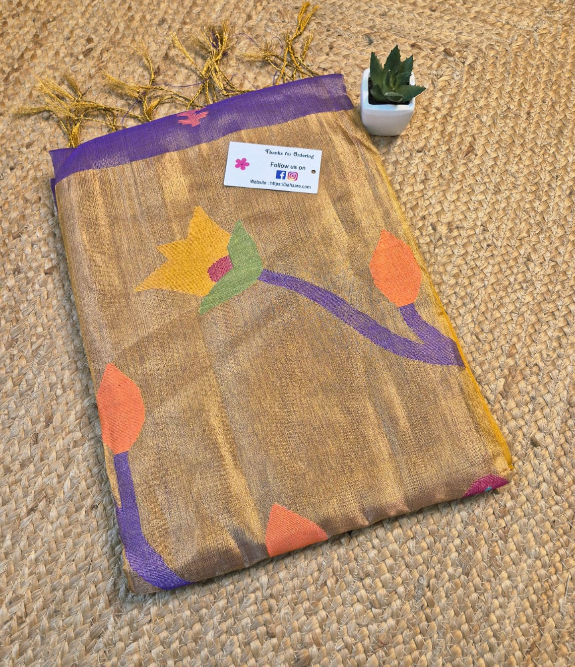 Springtime Serenity | Lavender Whispers Tissue Linen Saree with Paithani Motif