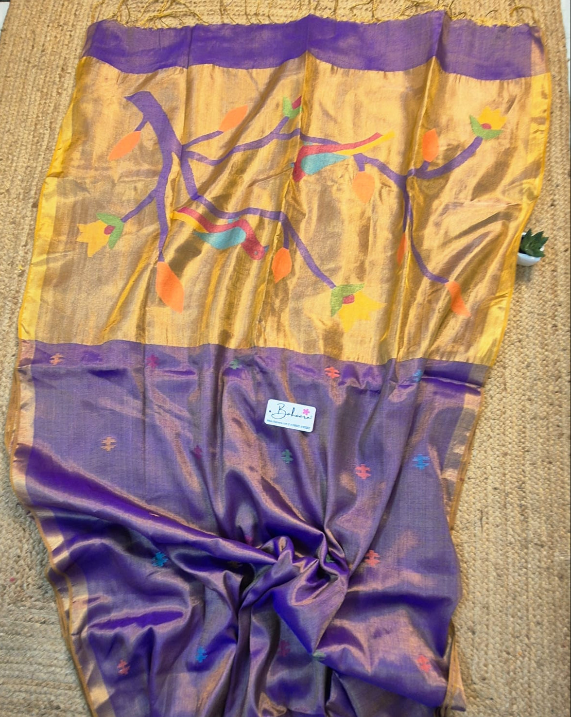 Springtime Serenity | Lavender Whispers Tissue Linen Saree with Paithani Motif