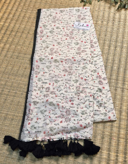 Polka Passion | Ivory Whisper Mul Mul Cotton Saree