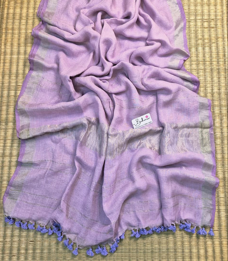 Woodland Whispers | Powder Lavender Jayshree Linen Saree